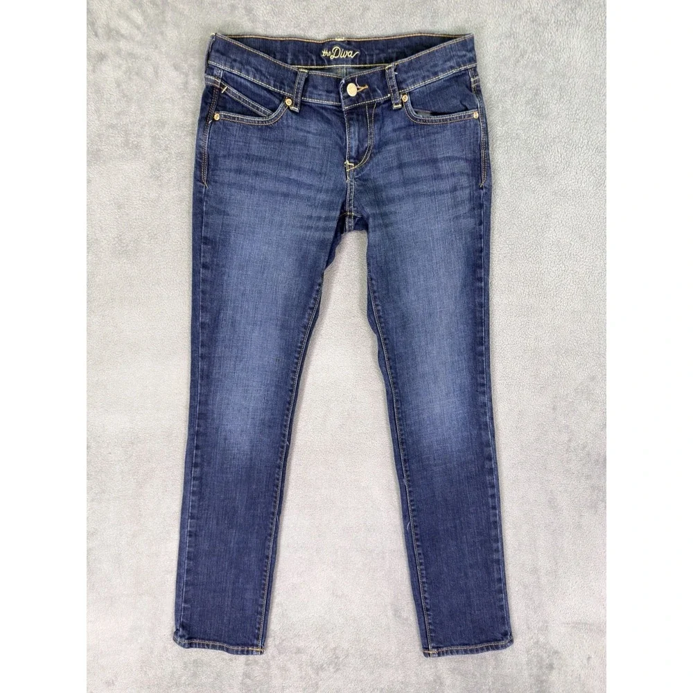 Old Navy Jeans Womens 1 Blue Straight Dark Wash Denim‎ The Diva Low Rise Stretch
